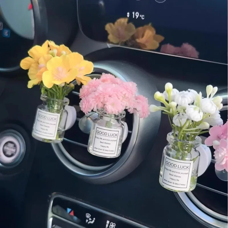 Plastic Simulation Astronomical Star Gypsophila‌ Flower Air Outlet Fresh Car Air Conditioner Mouth Fragrance Decor Clip Bottle