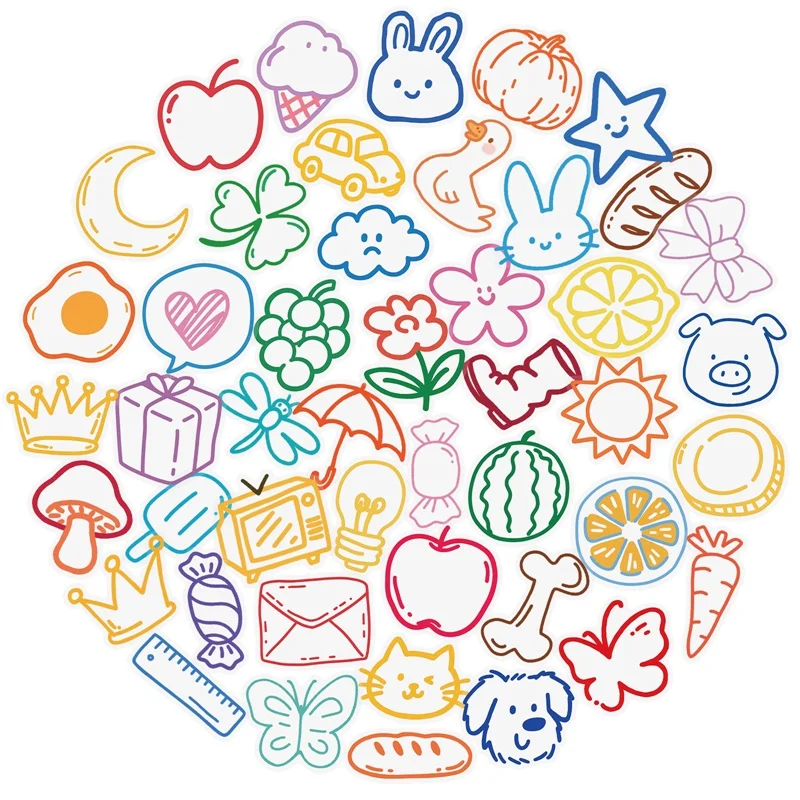 

56PCS Kawaii Colored Lines PET Sticker Aesthetic Transparent DIY Phone Laptop Luggage Skateboard Graffiti Decals