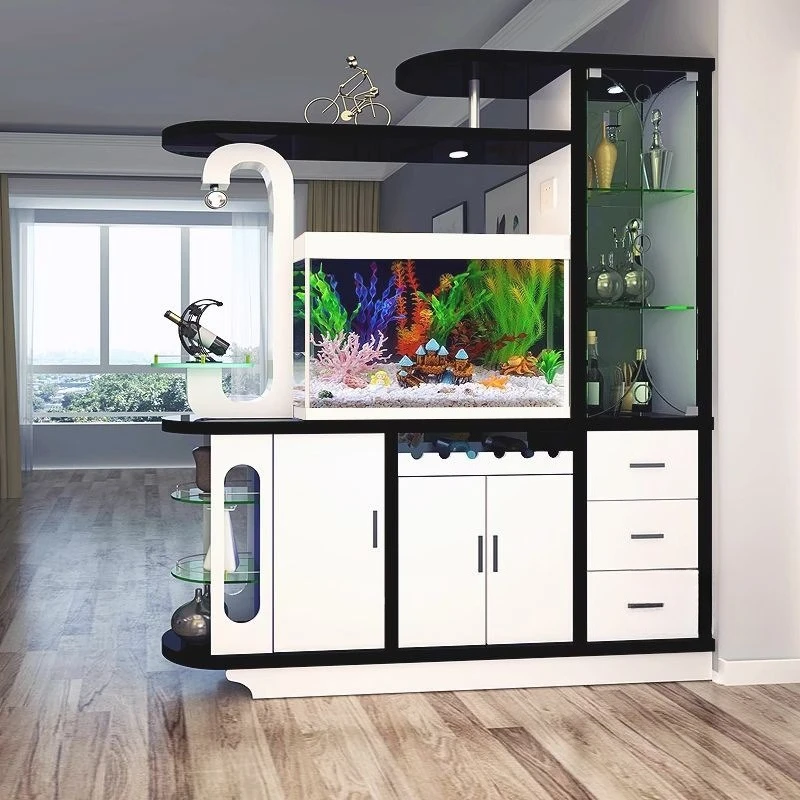 Fish tank partition cabinet Modern foyer cabinet Living room screen cabinet Wine  Double-sided locker