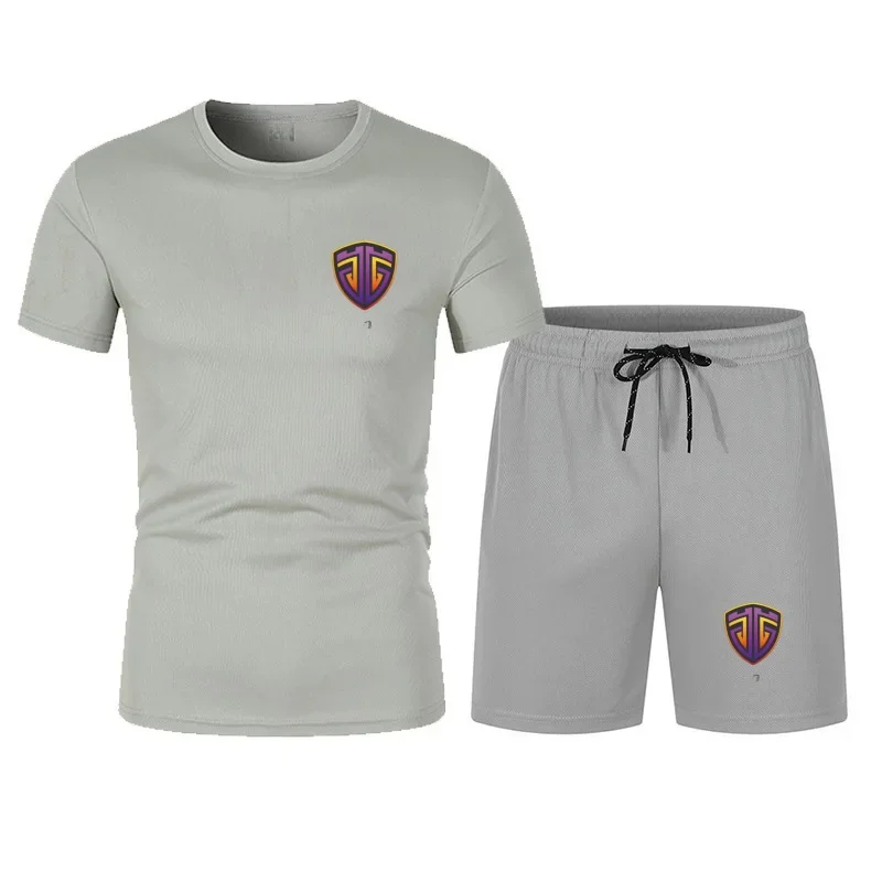 

Новые летние быстросохнущие сетчатые крутые летние шорты с короткими рукавами, мужская спортивная футболка для фитнеса и спорта на открытом воздухе