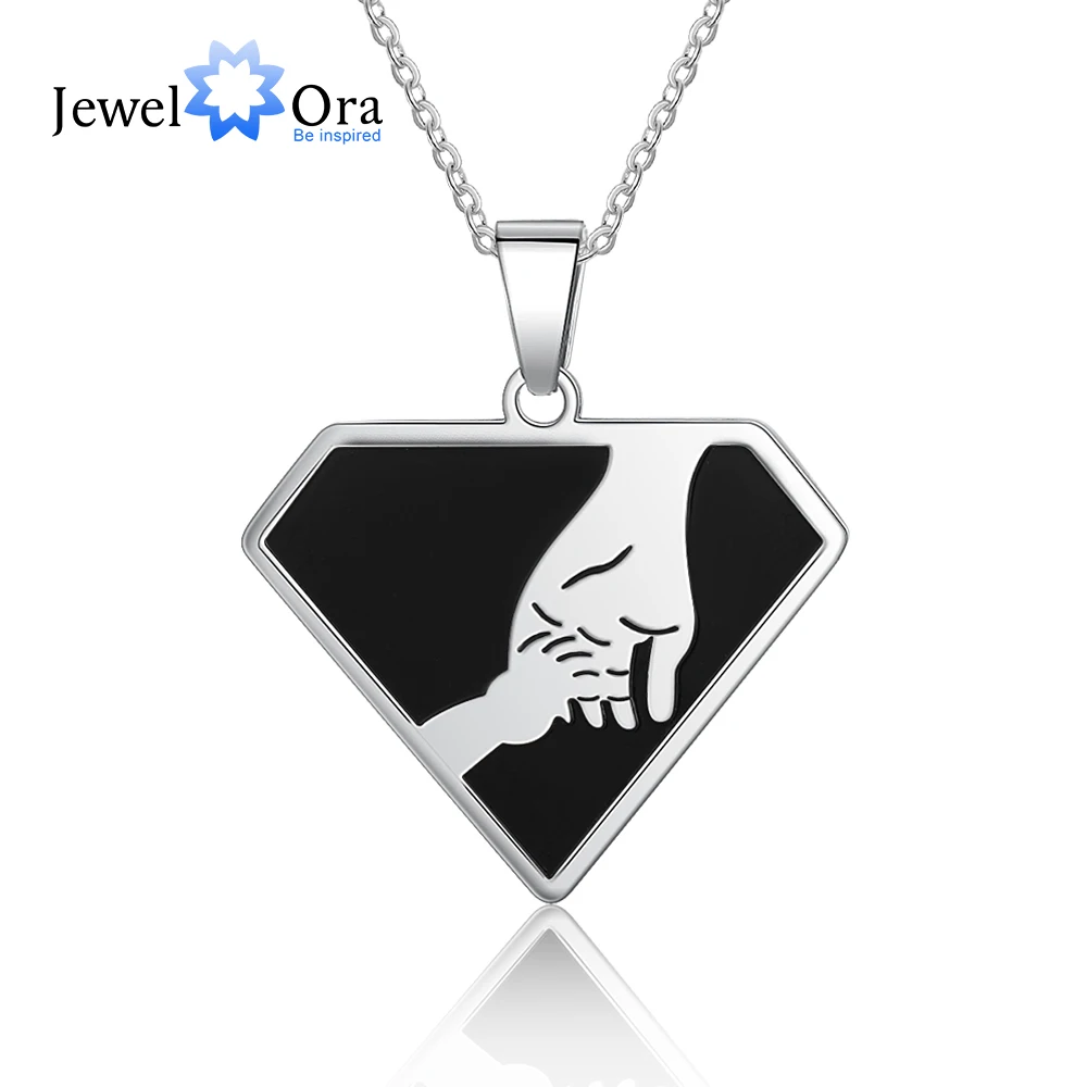 JewelOra Designer Stainless Steel Men Engraved Pendant Personalized Custom Dad Kid Name Necklace Fathers Day Gift for Him