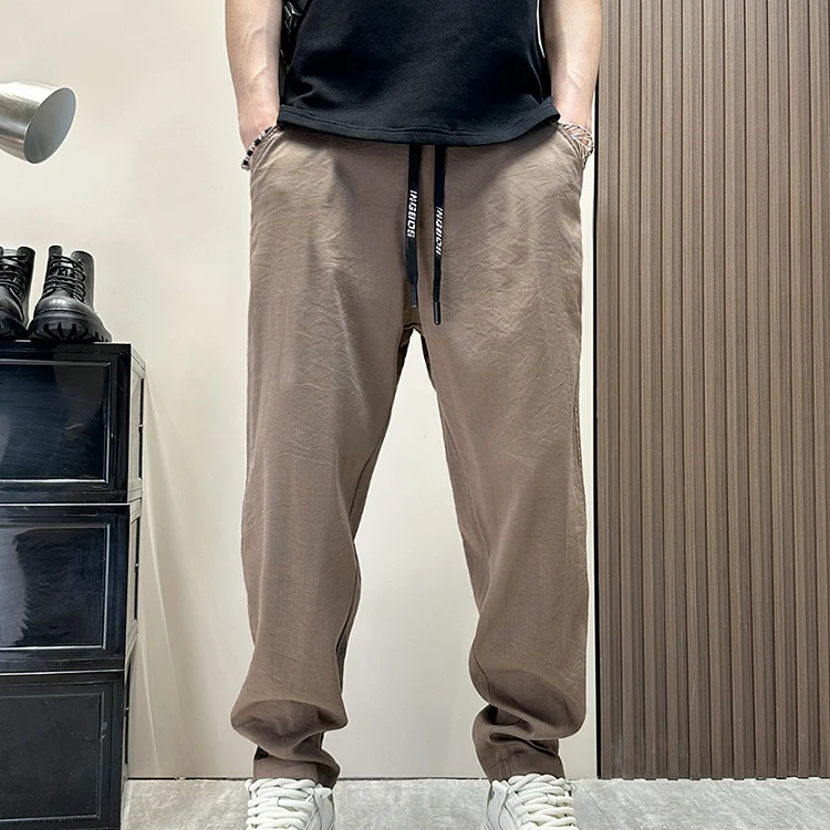 Männer Sommer Dünne Baumwolle Leinen Casual Hosen Drapierenig Atmungsaktive Neun-Stück Lose Gerade Bein Trendy Marke Harlan Hosen