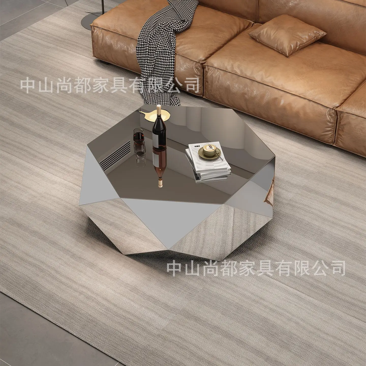 الراقية غرفة المعيشة المنزل مصمم ضوء الفاخرة الحديثة الحد الأدنى على شكل خاص الفولاذ المقاوم للصدأ الماس طاولة القهوة الخفيفة Luxu #3