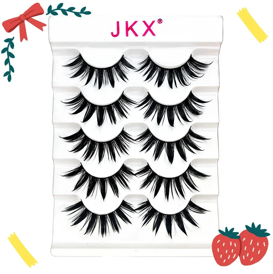 Pestañas húmedas tailandesas, pestañas postizas de chica de especias, extremo puntiagudo, pétalos acolchados gruesos extendidos, pestañas cómicas