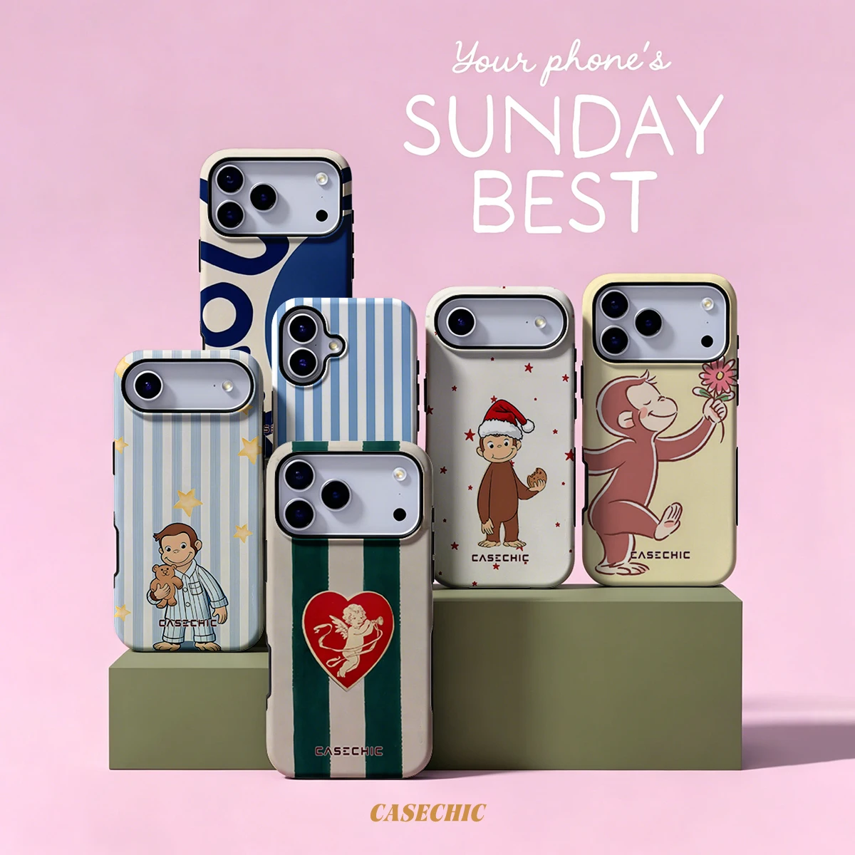 Cupid Heart Stripe For Samsung Galaxy S26 Ultra A56 Exquisitely Pattern Double Protective Phone Cover Cases CaseChic