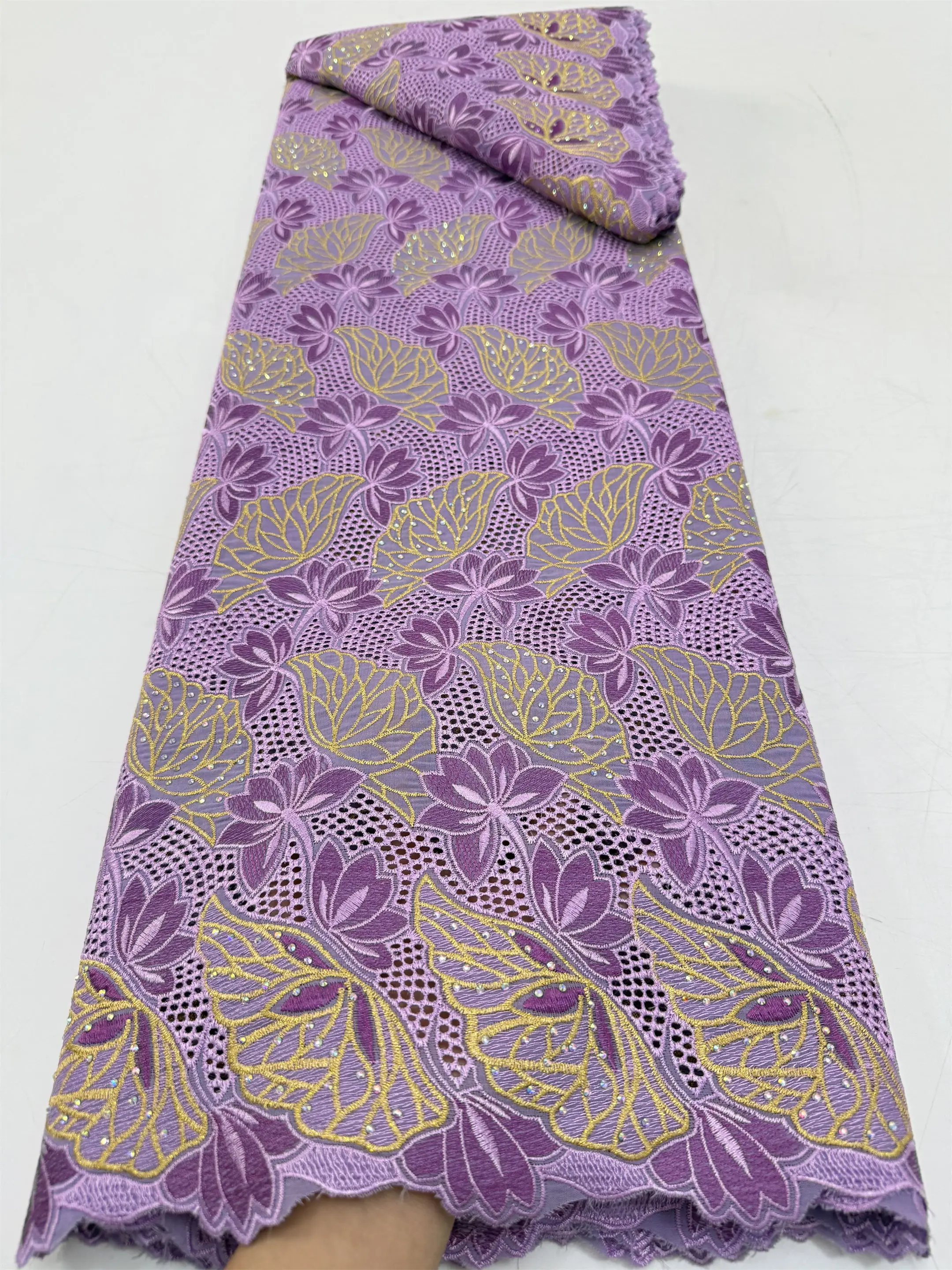 

Нигерийская хлопковая кружевная ткань из вуали с камнями, африканская швейцарская кружевная ткань из вуали для пошива женских свадебных и праздничных платьев, 5 ярдов