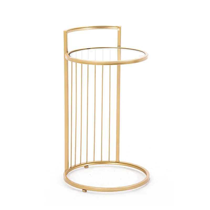 

Nordic creative gold personality side table living room sofa rest small wrought iron marble round hollow coffee table