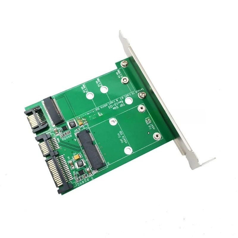 

MSATA & M.2 NGFF SSD To SATA 3.0 Adapter Card with Baffle, Mini PCI-E To SATA Converter