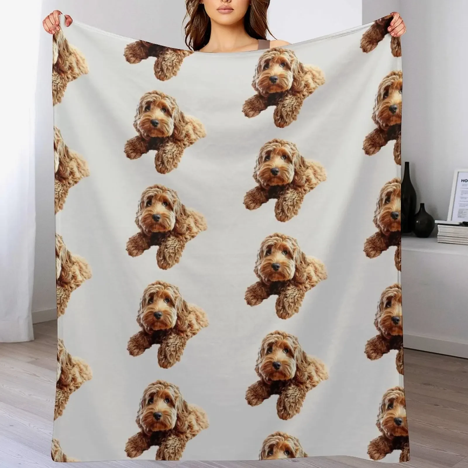 Doodle Cockerpoo Cockapoo Spoodle Cute Puppy Dog Throw Blanket Blankets For Bed Beach Cute Luxury Thicken Blankets