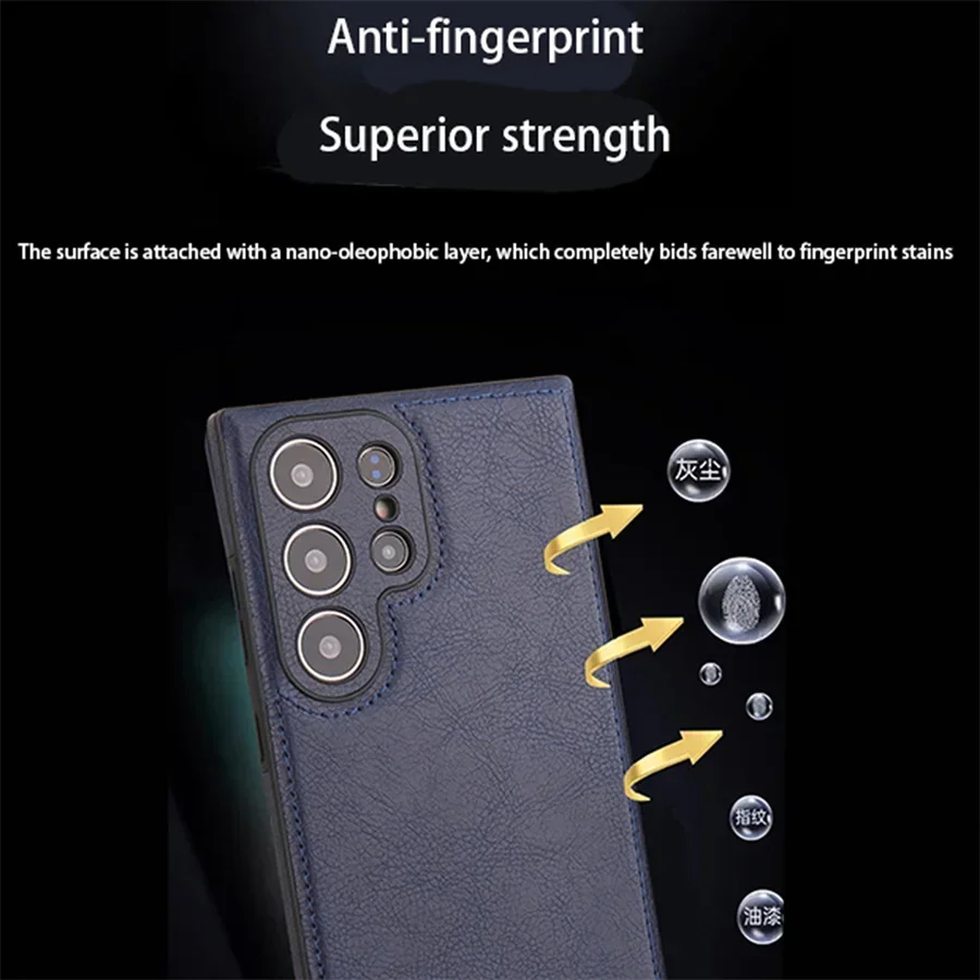 Luxury Vintage PU Leather Case for Samsung S25 Ultra S24 Plus S23 S22 S24Ultra Slim Camera Shockproof Soft Bumper Back Cover image 4
