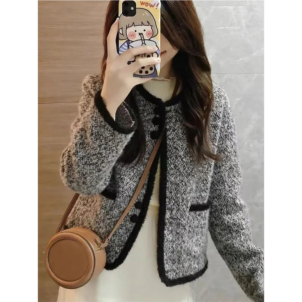 Women's Small Fragrant Style Short Jacket 2026 Korean Women Fashion Leisure Coat Spring Autumn Ladies Single Breasted Outwear