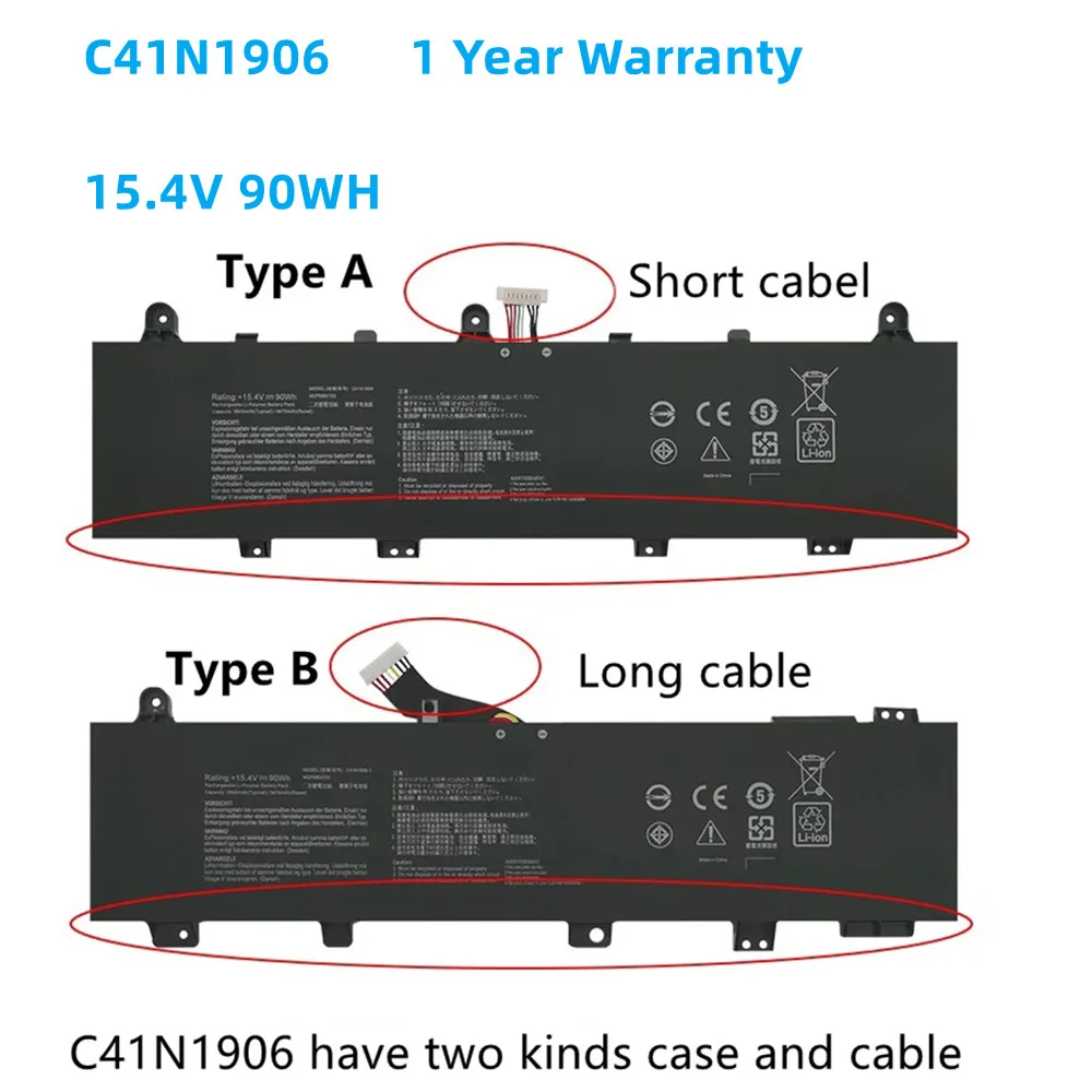 

New C41N1906 Laptop Battery For ASUS GX550LWS GX550LXS FA506IU FA506IV FA506QR FA706IU FX506LU 15.4V 90Wh