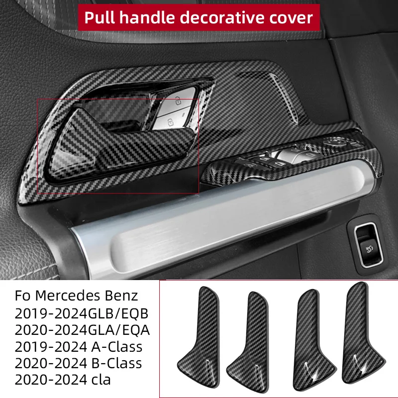 ABS Decorative Cover For The Interior Door Handle Of A Car Carbon Fiber Pattern Fo Mercedes-Benz GLB EQB EQA B-A-CLA-CLASS