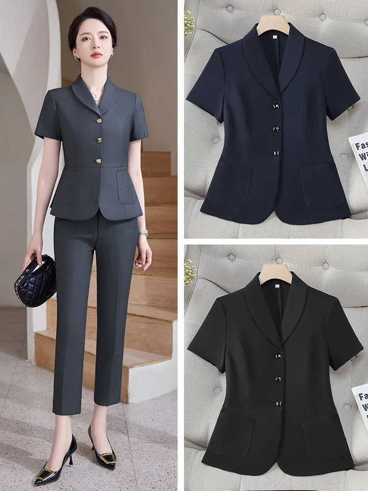 Pop 2024 Summer Formal OL Styles Women Professional Office Work Wear Pantsuits With Pants And Jackets Career Interview Skirts Se