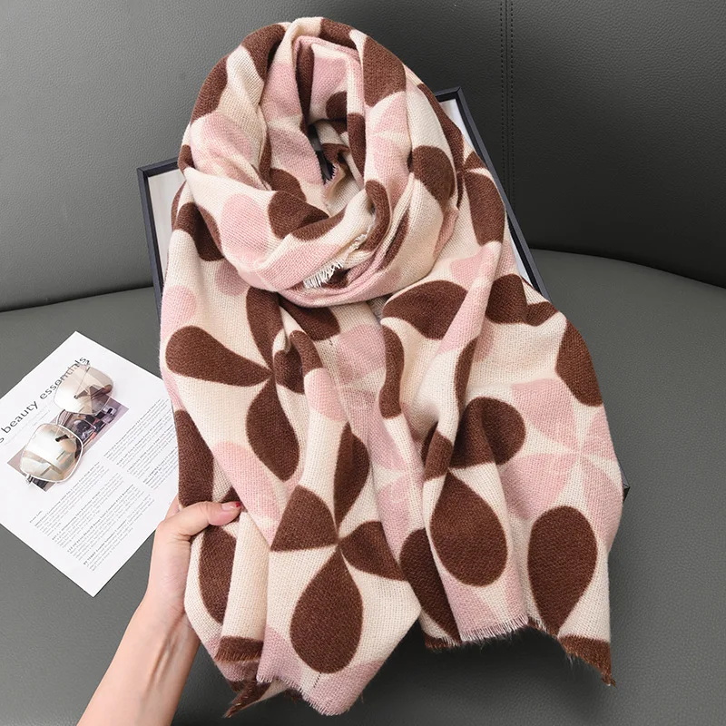 2024 Colorful Scarf Female Thickened Shawl Autumn And Winter Geometric Scarf Shawl Fall And Winter Design