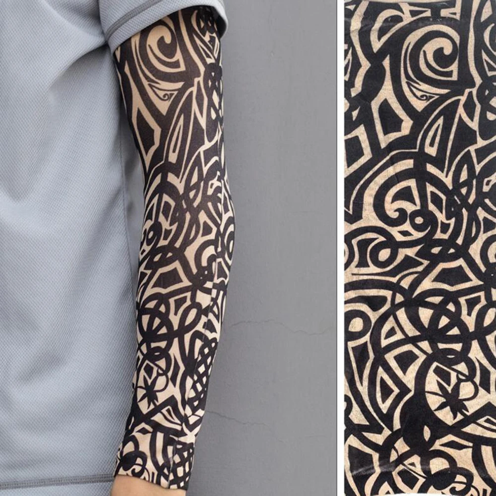 Estate New Flower Arm Tattoo Sleeves Seamless Outdoor Riding protezione solare manicotti per uomo donna protezione solare Uv scaldamuscoli