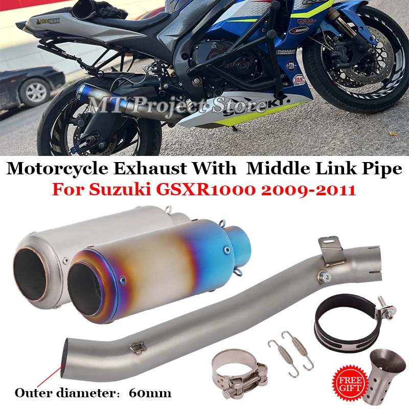 

Slip On For Suzuki GSXR1000 GSXR 1000 K7 K8 K9 2009 - 2011 Motorcycle Exhaust Escape System 60mm Mid Link Pipe Muffler DB Killer