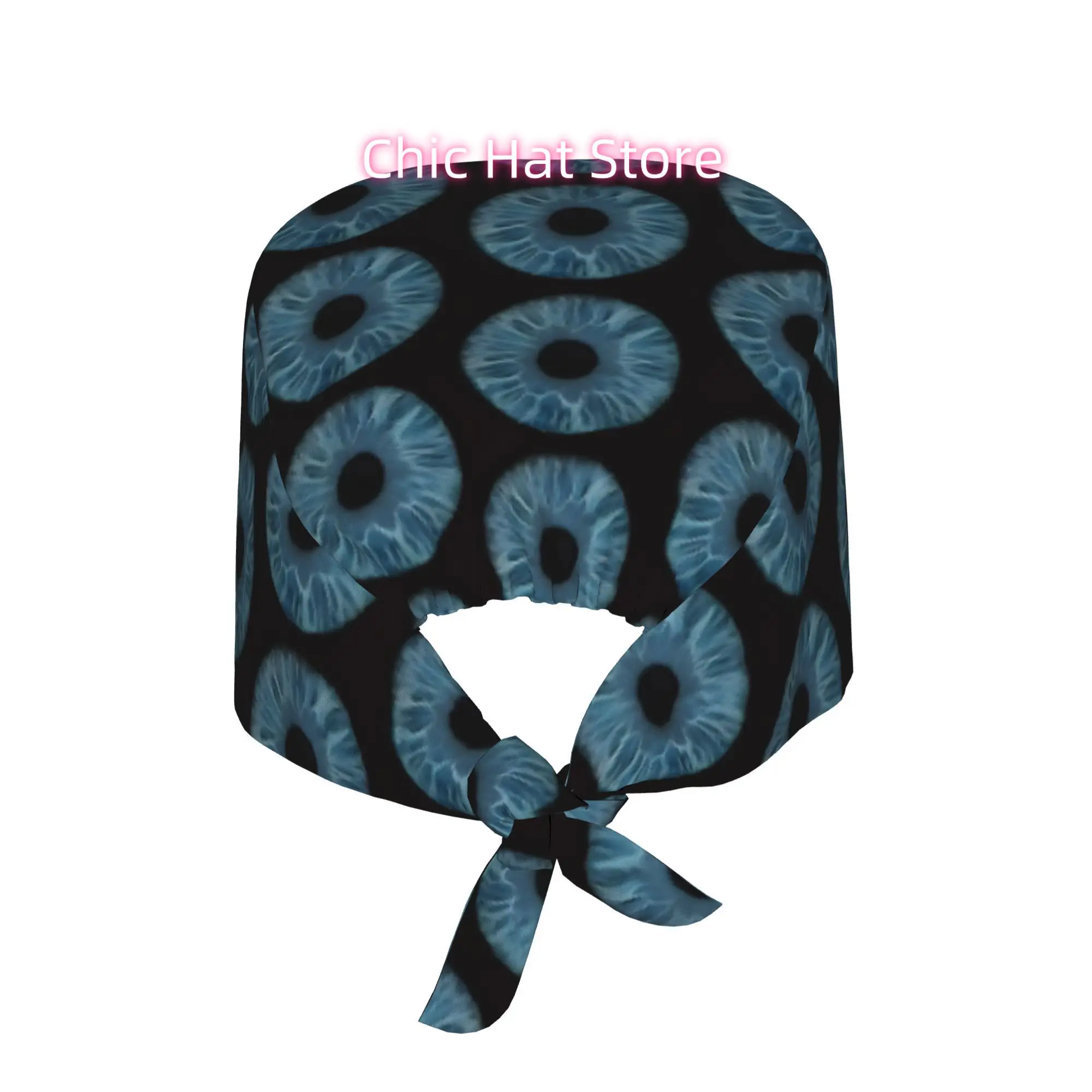 Photorealistic Iris Unisex Work Cap Adjustable Lightweight with Lace Up Desig Dust Proof Suitable for Nurses and Chefs