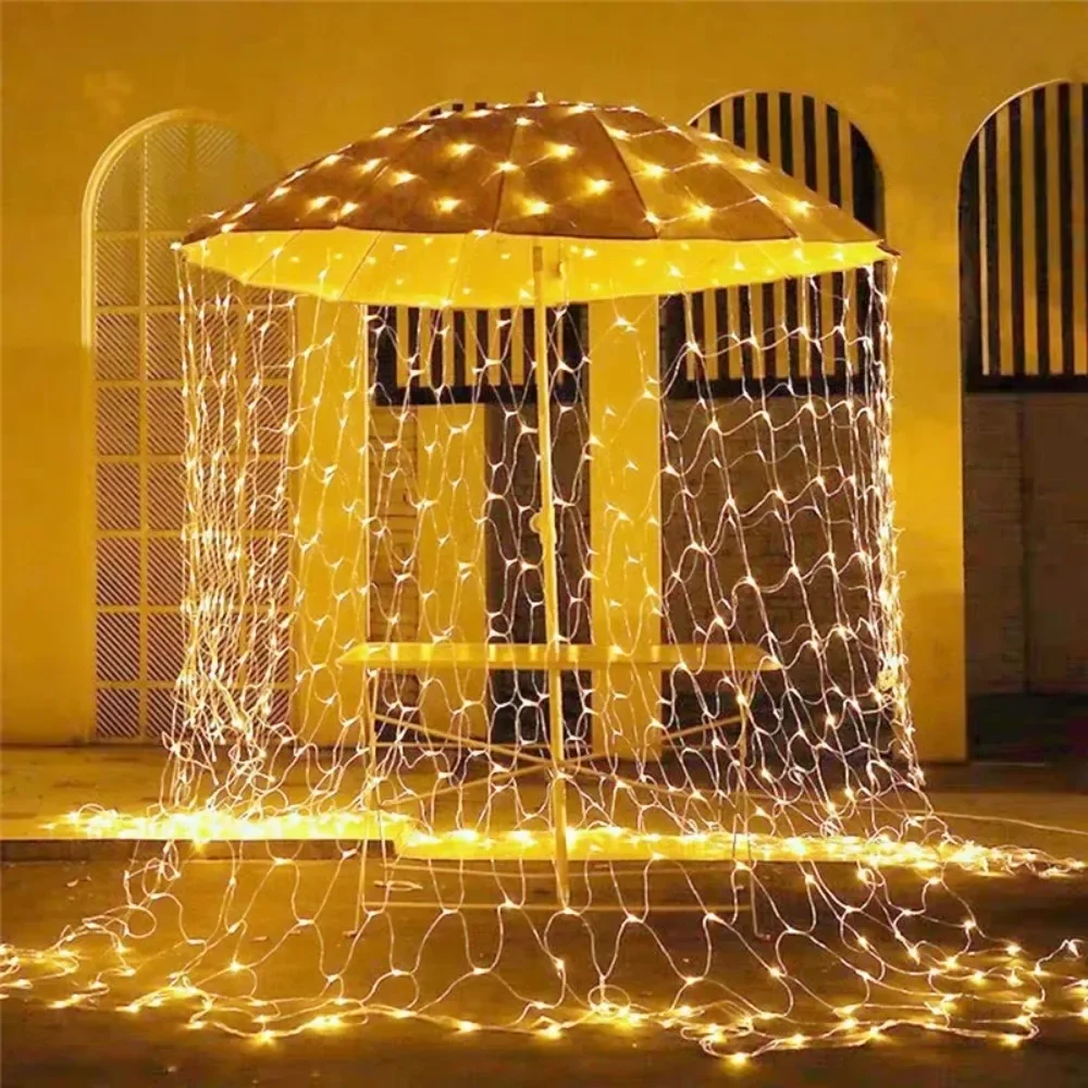 Fairy Lights LED Net Mesh Curtain String Light Outdoor Garden Holiday Garland for Wedding Party Christmas Home Room Decoration