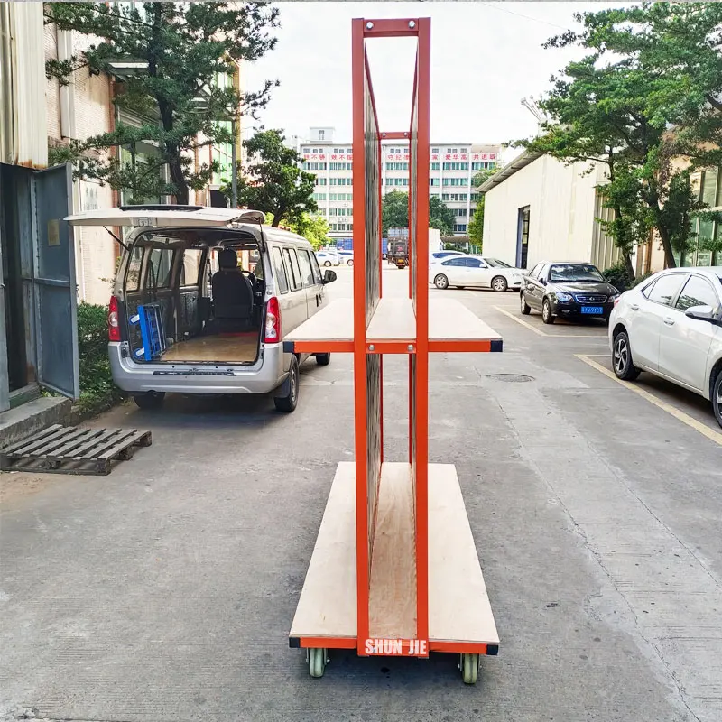 500kg Load Capacity Double Layer Door Window Frame Storage Transport Trolley With Stainless Steel Partition Line Glass Trolley
