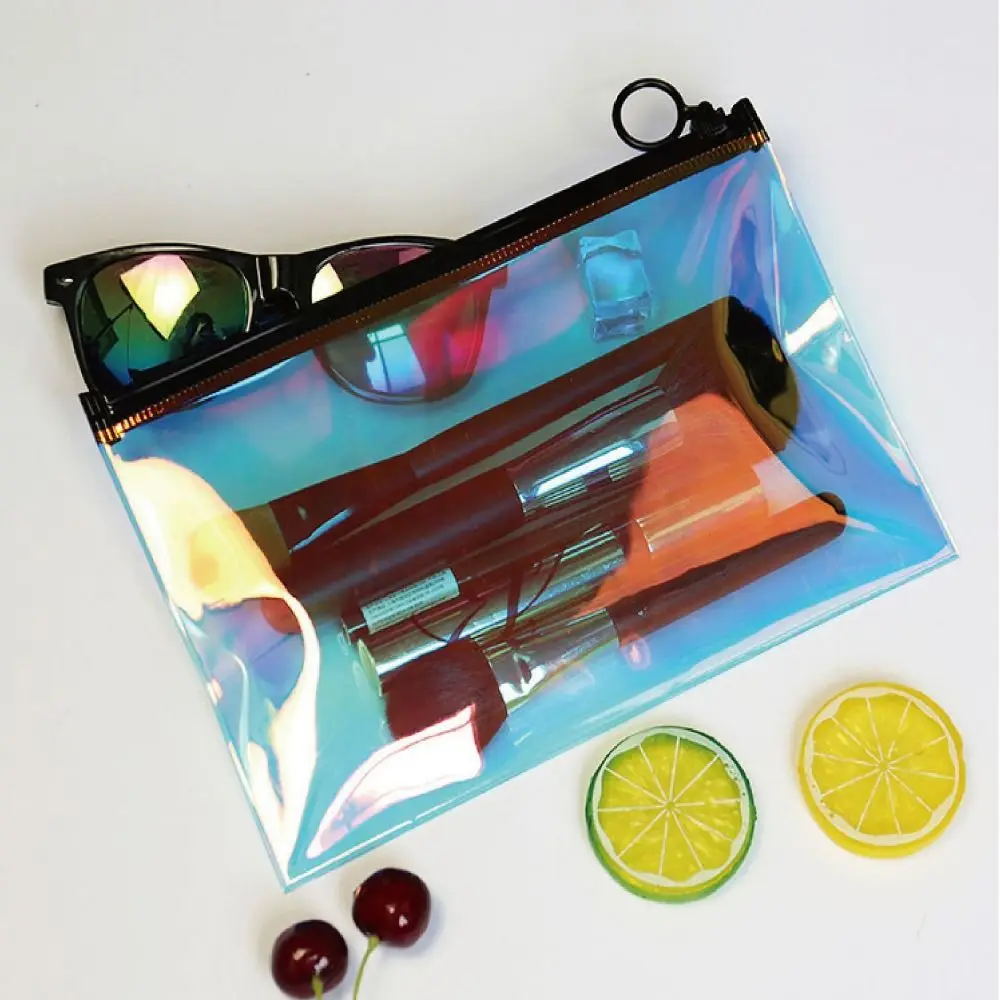 Laser Transparent Cosmetic Bag Women Small Coin Purse Large Makeup Tools PVC Storage Bag Travel Wash Bags Multi Sizes