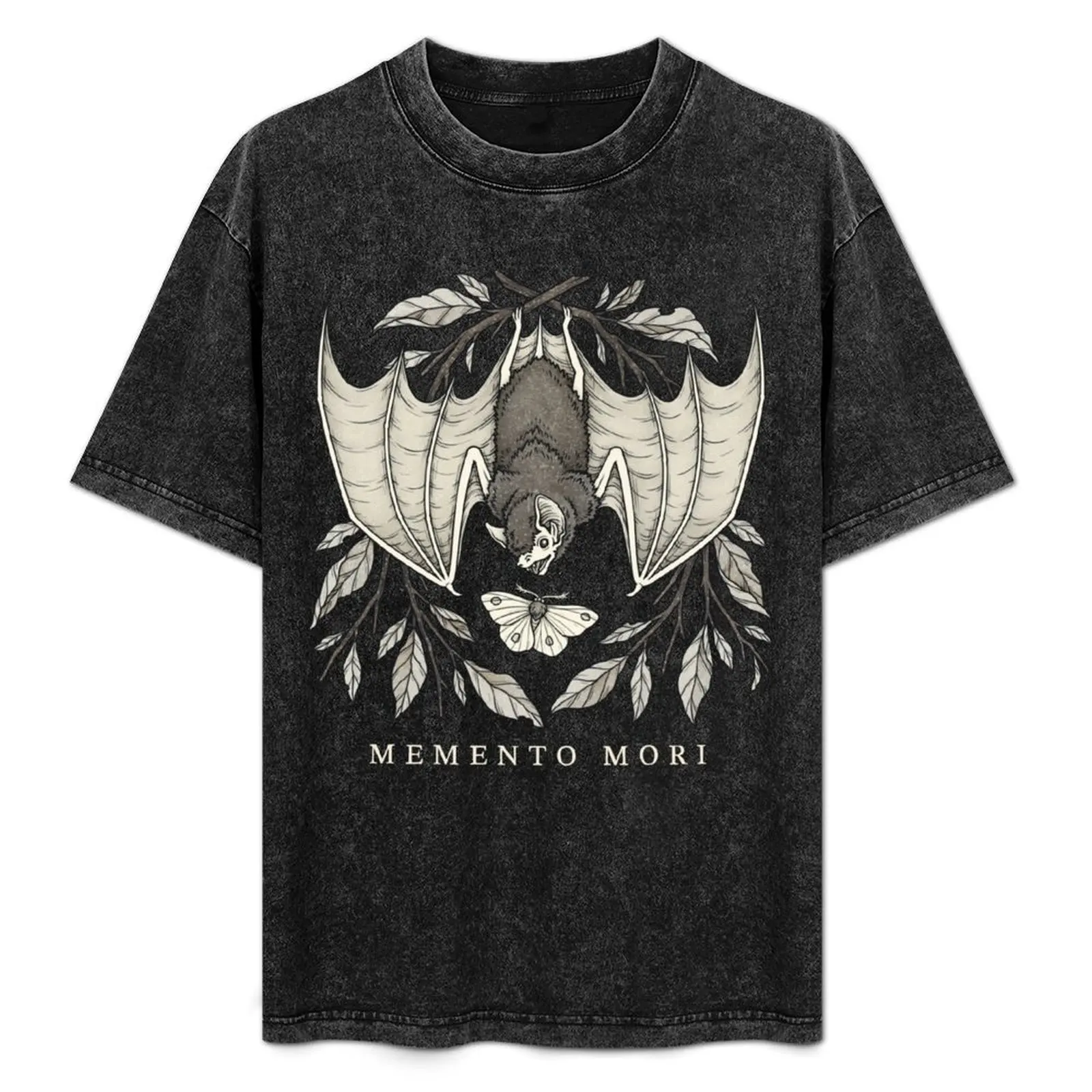 

MEMENTO MORI Bat and Moth Fairy Grunge Whimsigoth Vintage Art Wicca Dark Cottagecore Witchcraft Green Witch Forest Witch T-Shirt