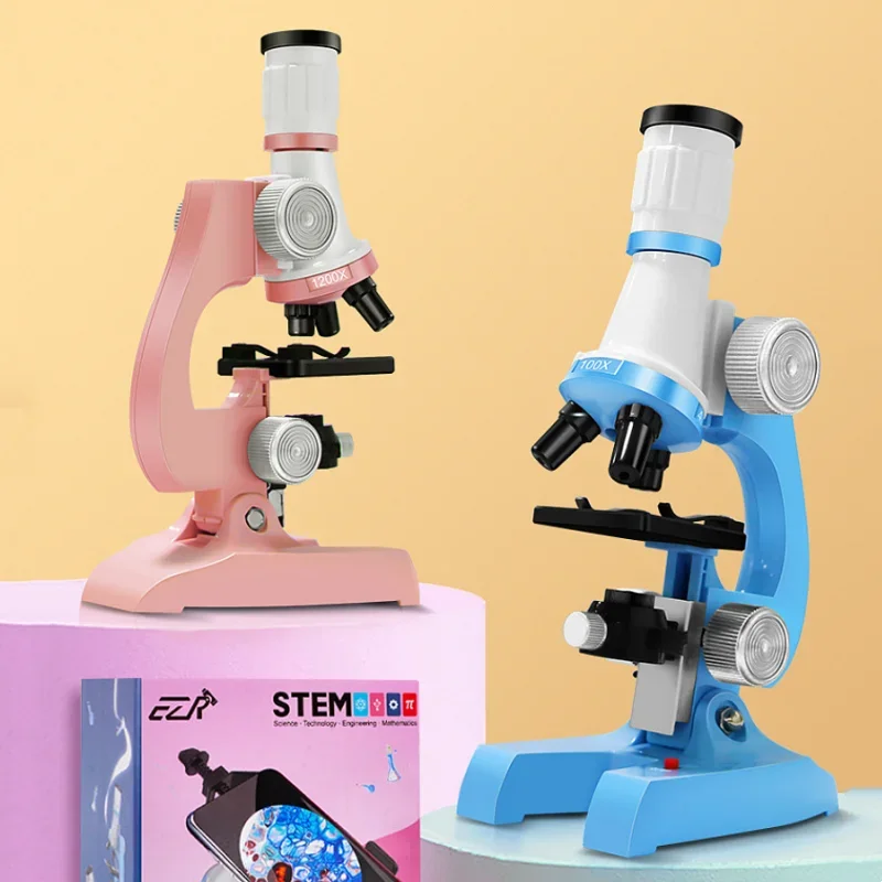 LED 100/400/1200X Microscope Kit Laboratory Home School Education Toy Gifts Children's Fine Biology Microscope