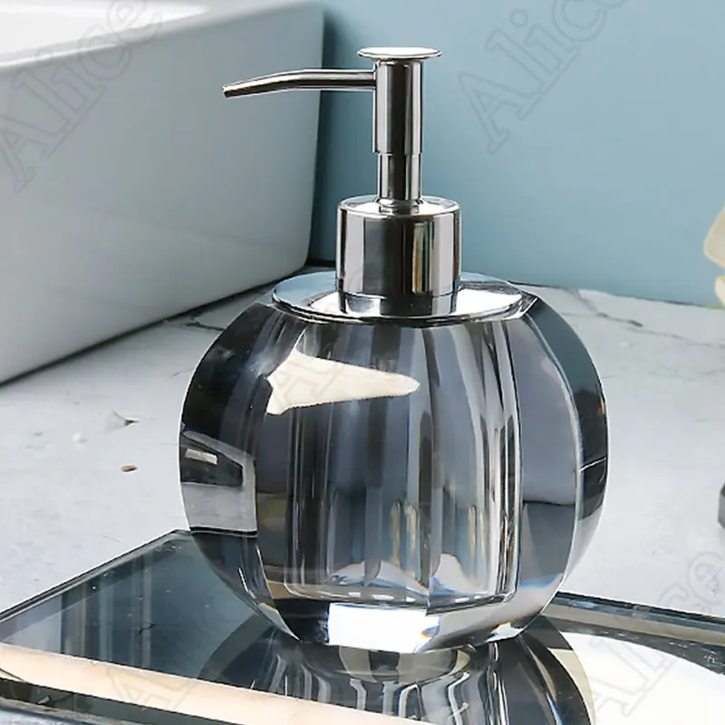 High-end Crystal Glass Shampoo Bottle Nordic Light Luxury Transparent Prismatic Soap Dish Home Bathroom Decoration Accessories