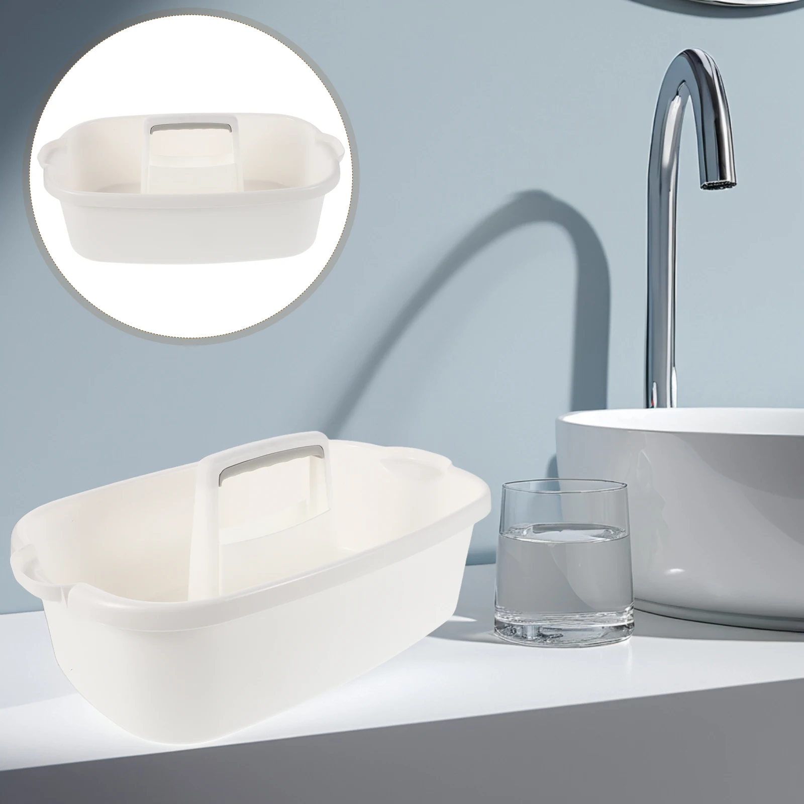 

Multifunctional Bathroom Storage Basket With Handle Thickened Plastic Organizer For Cleaning Tools And Supplies