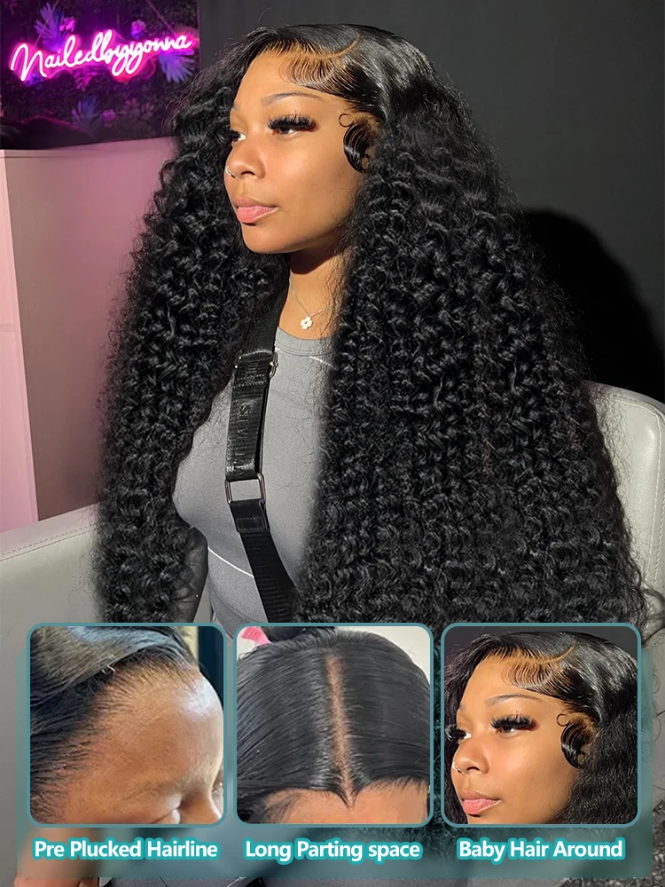 Deep Wave 13x4 30Inch Lace Front Wig HD Transparent 13x5 200 Density Curly 13x6 Lace Frontal Human Hair Wig Brazilian Water Wave