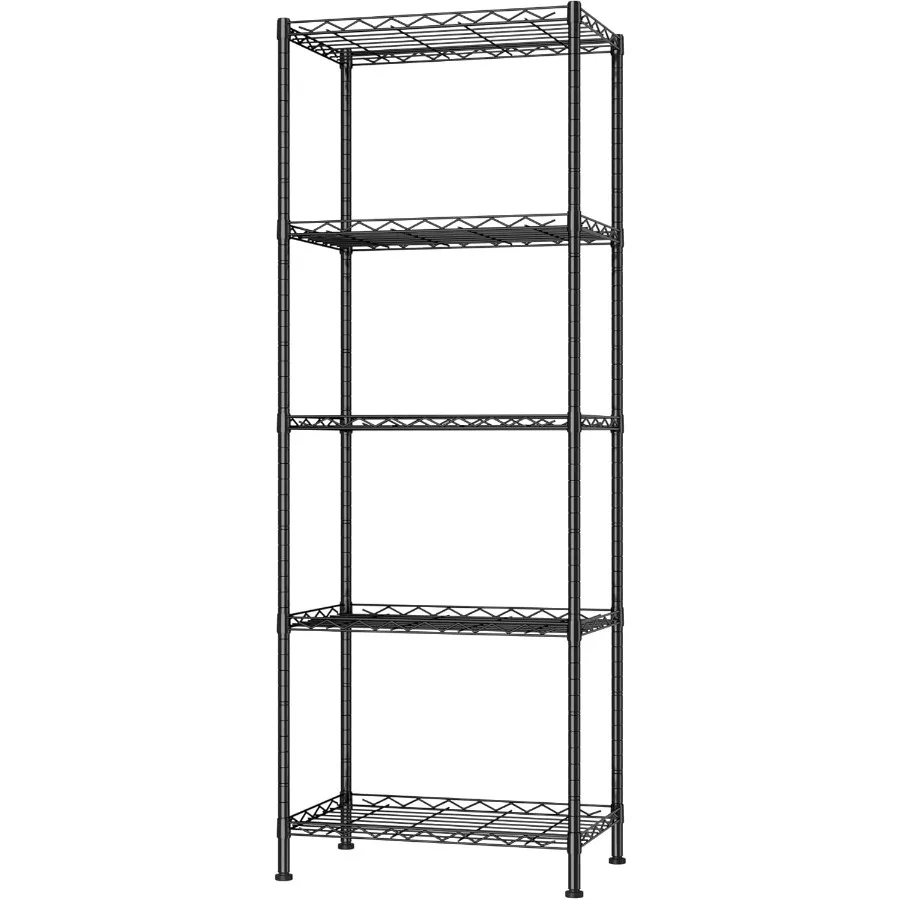 

5 стеллажей, регулируемые проволочные стеллажи, органайзер для полки из металлической проволоки для кухни, кладовой, гардероба, ванной комнаты, стирки, черный