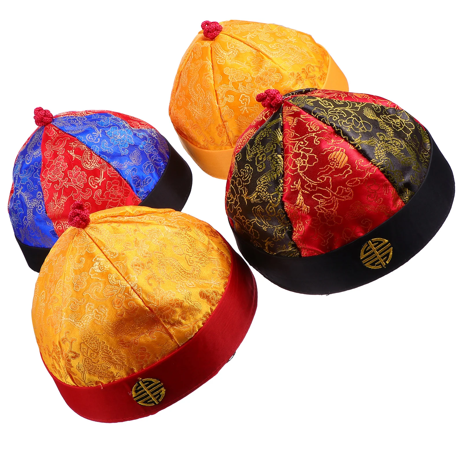 

4Pcs Ponytail Hat Vintage Head-Wears Exquisite Patterns for -Play and Performance Supplies Cloth Hats