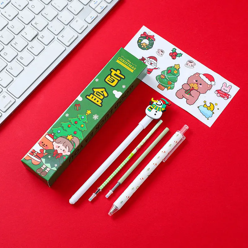 5 Set Christmas Stationery Blind Box,  Xmas Gift for Kids Includes Pens Refills Stickers for Children School Supplies