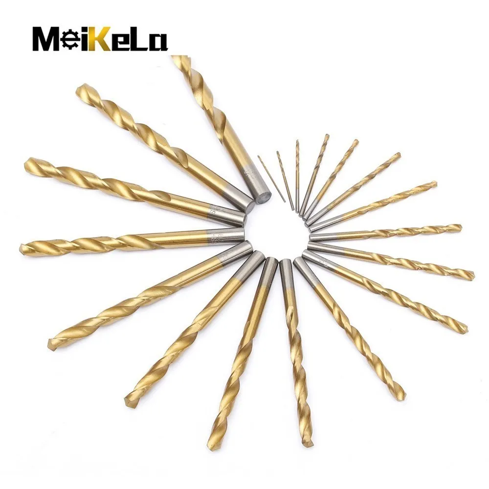 Imagem -05 - Meikela-conjunto de Brocas Torção Revestidas em Titânio Aço Rápido Ferramentas de Perfuração para Metal e Madeira 13 Unid 19 Unid 1.010.0 mm