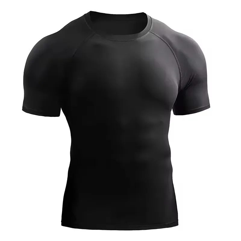 Compressie-T-shirt voor heren Zomersportkleding Hardloop-T-shirt Elastisch Sneldrogend Sporttops Tee Atletische Gym Workout T-shirts Heren