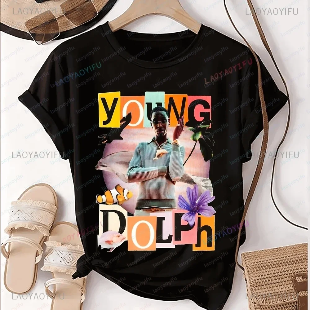 Young Dolph Rapper Printed T-shirt Top Young Dolph Neutral Trend Harajuku Short Sleeve Unisex Shirt Graphic Oversized T-shirt