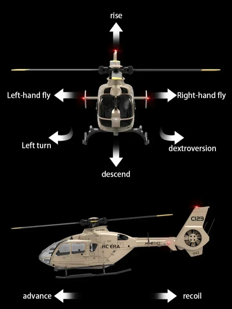 Neuankömmling 1:36 ec135 RC Hubschrauber Modell Höhe halten 2,4 GHz Fernbedienung 6-Achsen-Kreisel für Indoor Outdoor Kinder Geschenk