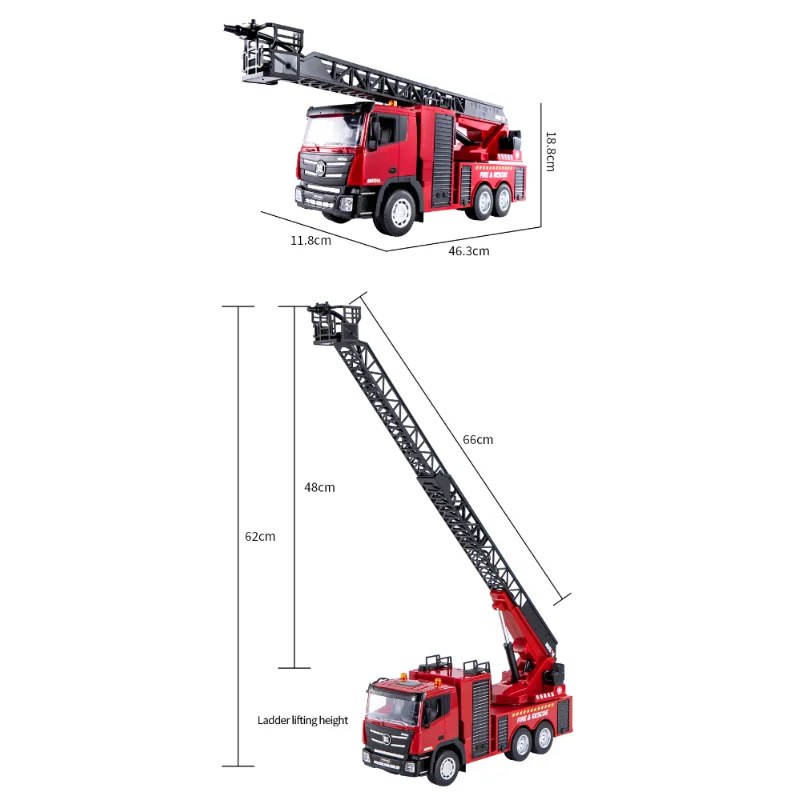 1/18 Huina RC symulacja ognia Truck drabina tryskaczowa do ciężarówki z oświetleniem 9 kanałowym pojazdem zdalnie sterowanym zabawkami dla dzieci