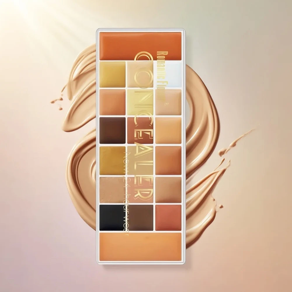 لوحة كونسيلر مكونة من 20 لونًا مع فرشاة صغيرة لكريم الأساس بلون الأرض وتغطية كاملة وصينية مكياج مقاومة للماء #5