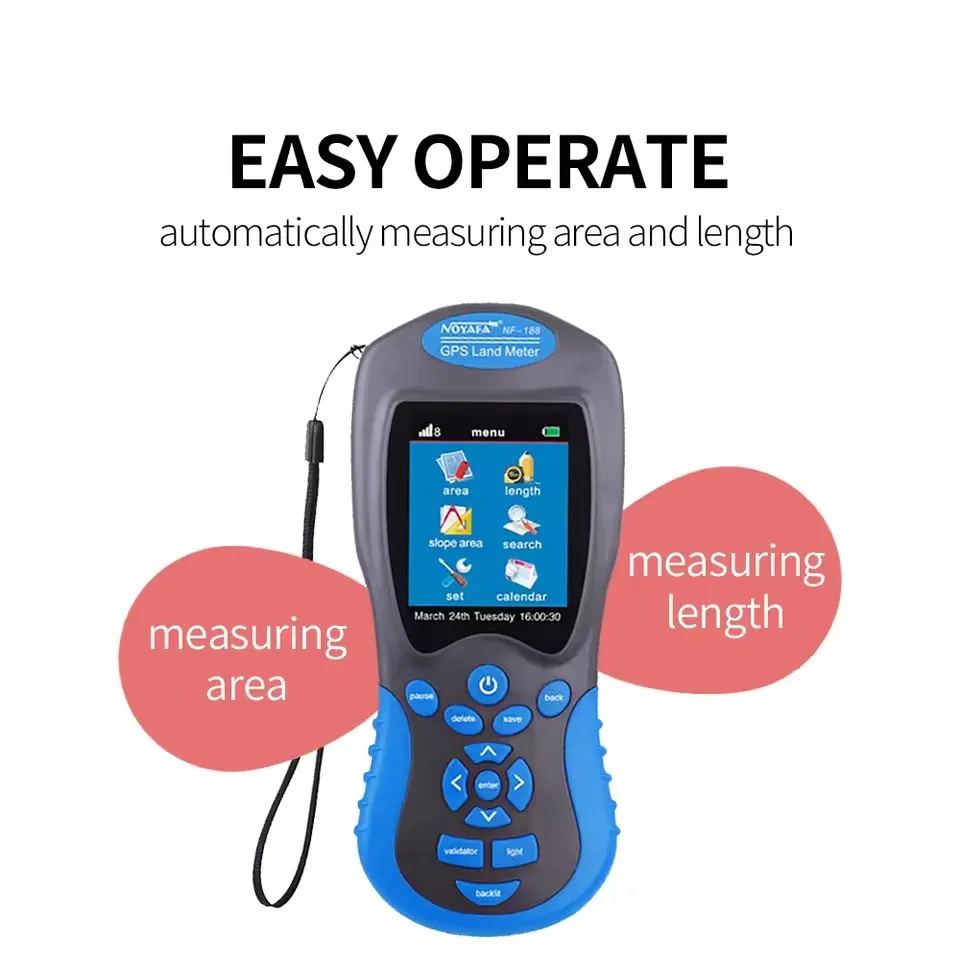 Noyafa NF-188 GPS Land Meter Тестовое устройство Оборудование для осмотра Использование фермы Геодезирование труда Картографирование Длина Открытый измерительный инструмент