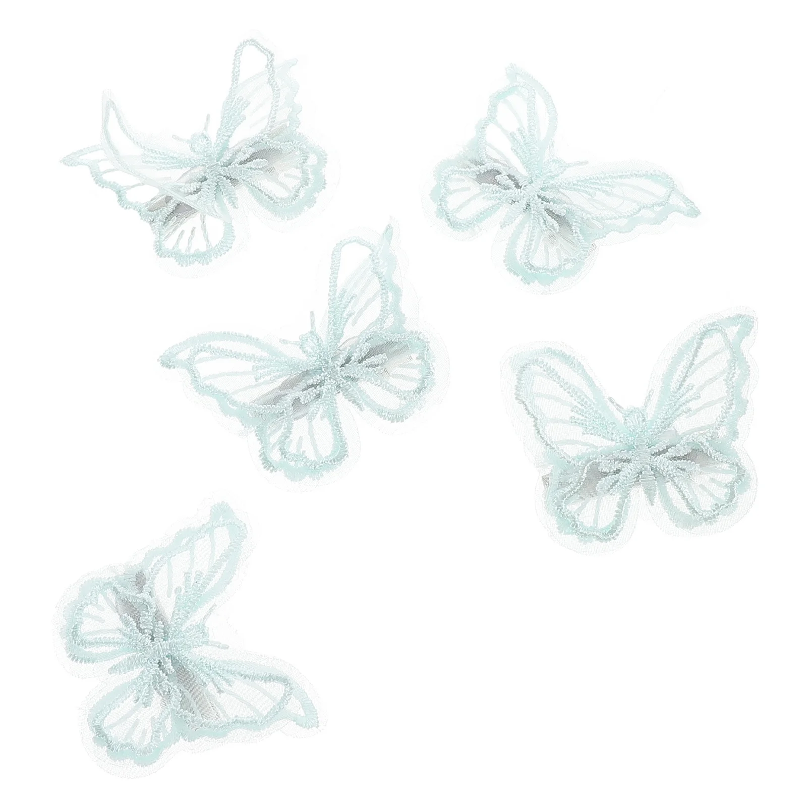 

5pcs Hair Clips 3D Layered Mesh Lace Embroidered Pins for Butterfly Hair Barrettes Halloween Birthday Wedding Blue Color