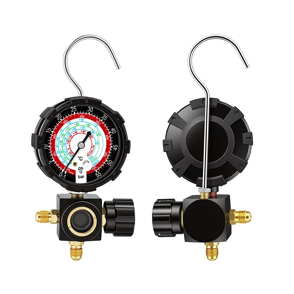 NEUES Einzel-Manometer, Klimaanlagen-Manometer mit klarer Skala, passend für Kältemittel R410A R22 R134A R404A – Detail 8