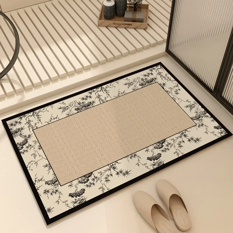 Alfombrilla de barro francés para baño, alfombrilla absorbente para puerta de entrada, cocina, inodoro, antideslizante