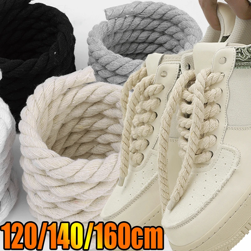 1Pair Round Shoelaces Quality Colorful 1CM Thicker Cotton Shoelace Running Sneakers Laces 120/140/160CM Boots Shoe Laces Shoes