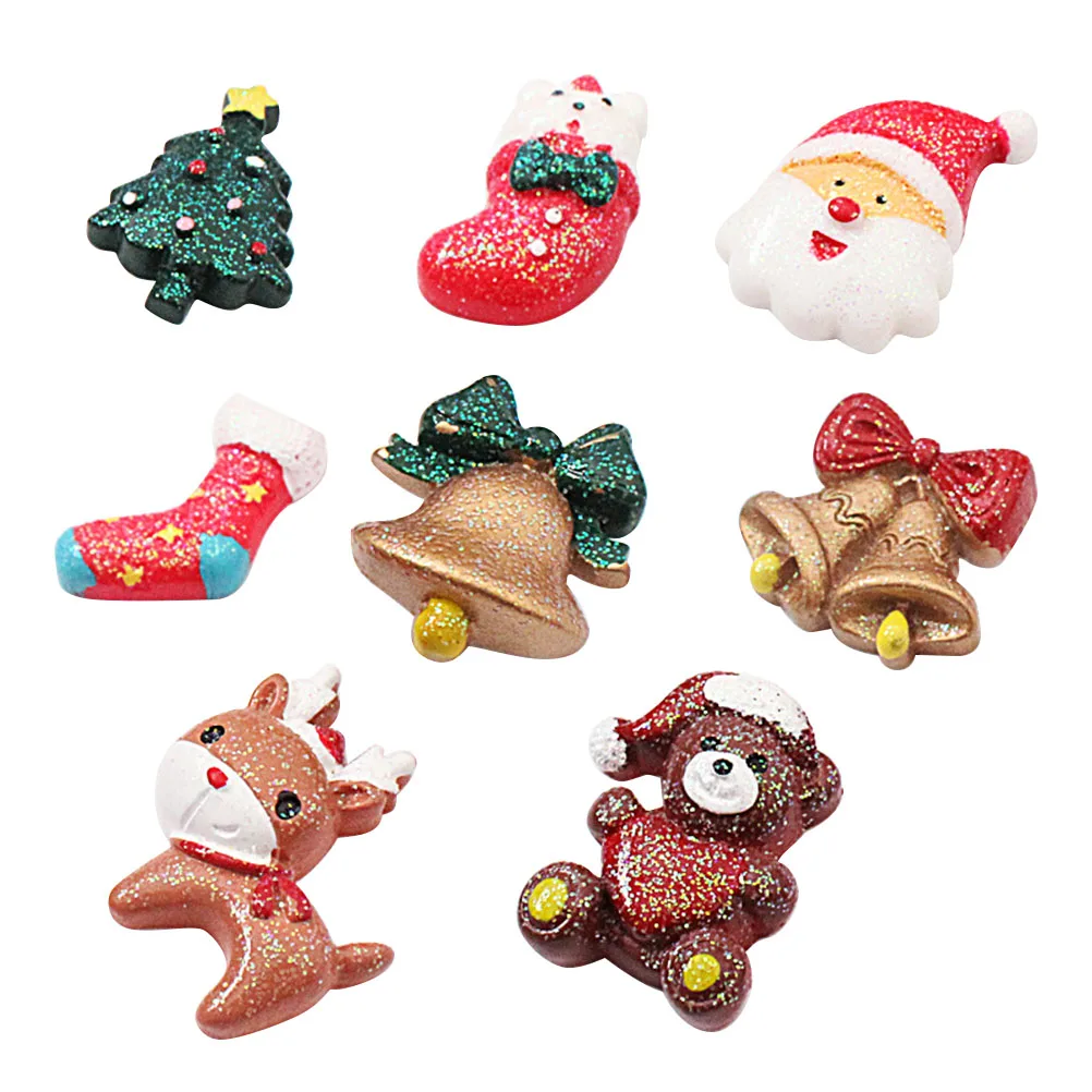 

8 Pcs Christmas Fridge Magnets Cute Resin Stickers for Refrigerator Decor Home Office School Kitchen Metal Surface Gifts