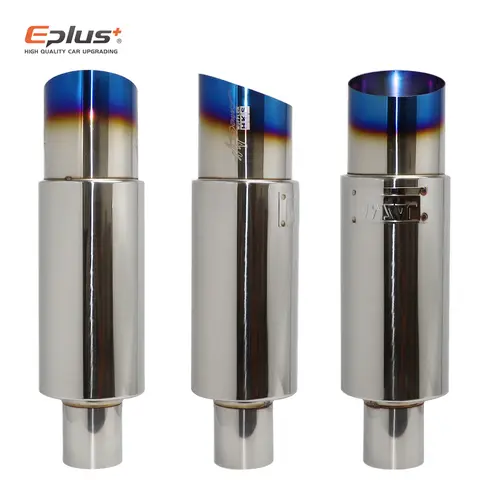 자동차 배기관 스트레이트 드럼 머플러 테일 파이프 고품질 범용 스테인레스 스틸 O.D 51 57 63mm 콘센트 89mm 길이 370mm