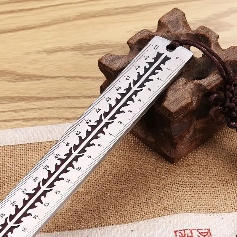50cm mechaniczna linijka stalowa Longquan ręczne kucie narzędzie pomiarowe do użytku domowego Outdoor EDC samochód do samoobrony kij narzędzia