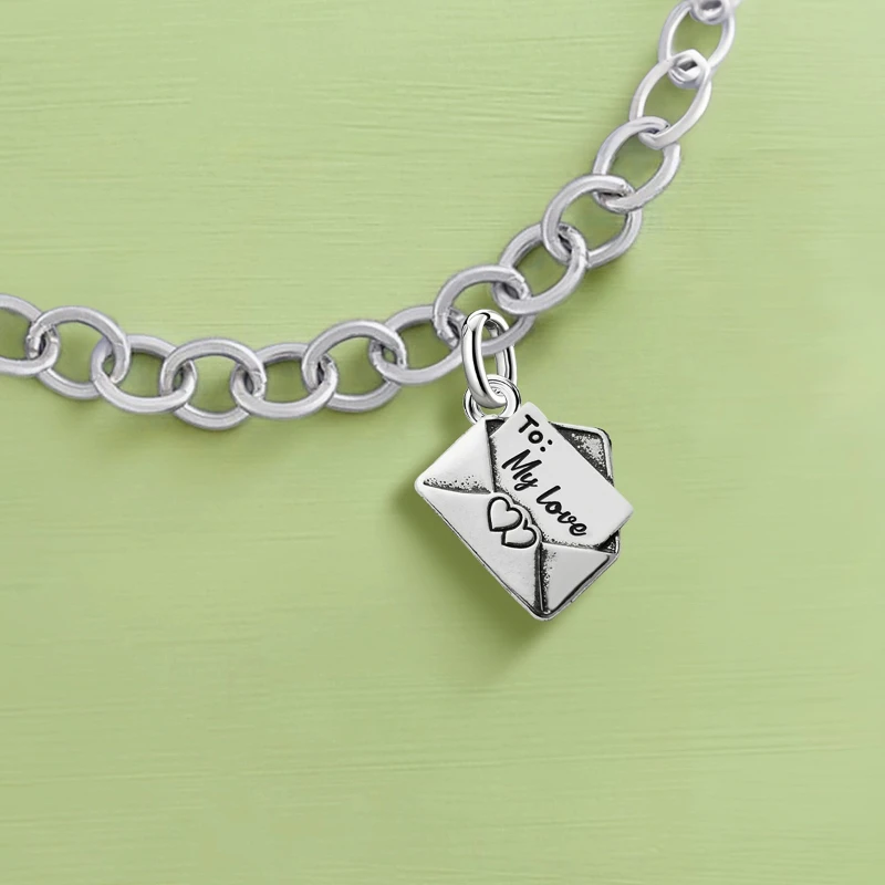 Adjustable 925 Sterling Silver Vintage Pendants Love Letter Daisy Scroll Charms Beads Fit Original Bracelet Necklace DIY Jewelry
