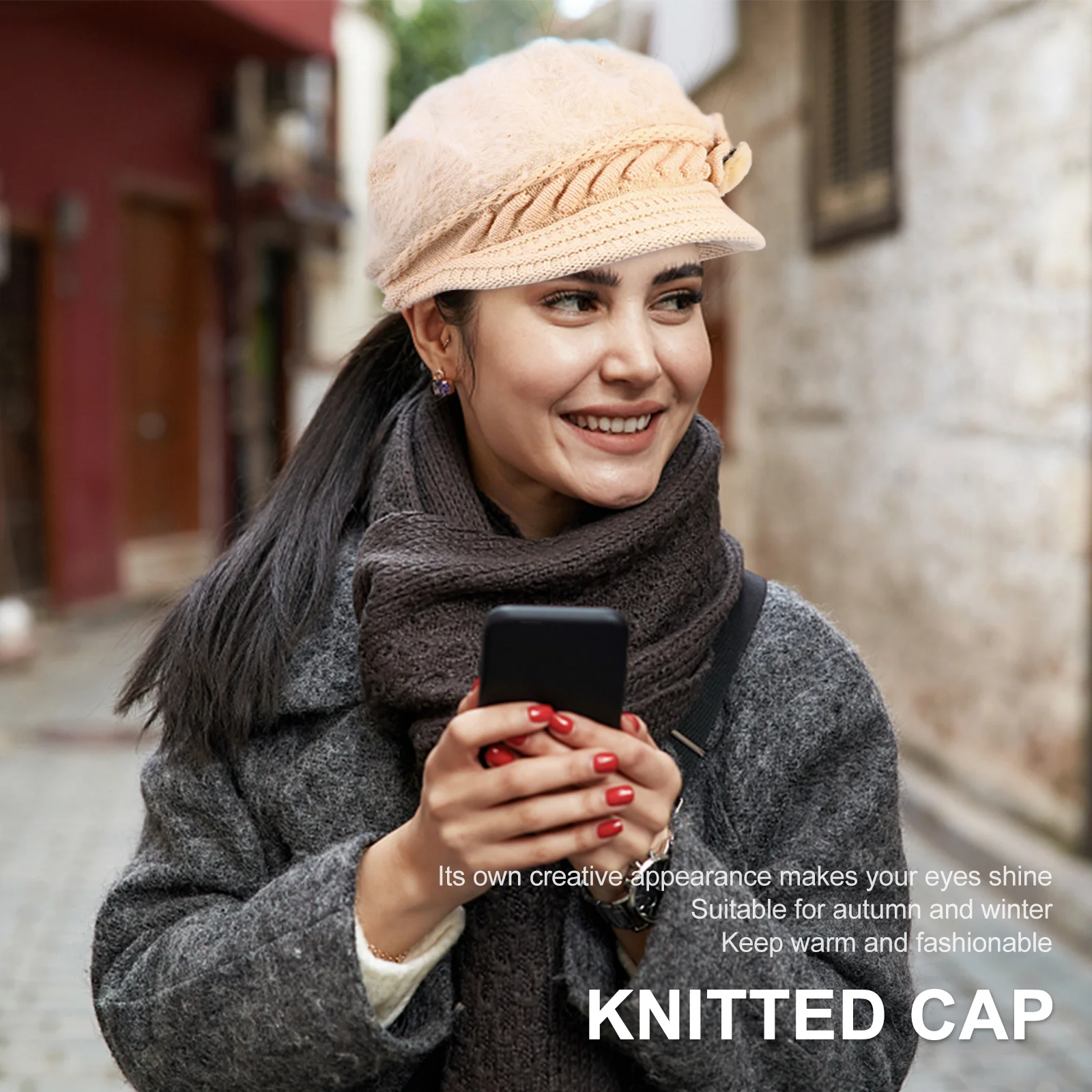 

Warm Ear Protection Hat Female Peaked Korean Version Knitted Caps Rabbit Lovely Beanie