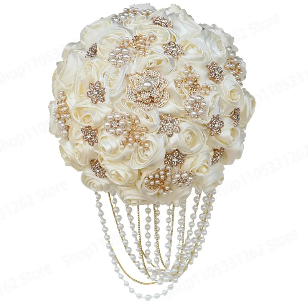 Bridal Bouquet Wedding Creative Korean‑Style Cream Red Hand Holding Bouquet W2226